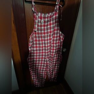 Lucy & Yak Red Plaid Overalls